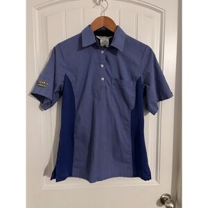 Waffle House Shirt Women S Blue Polo Button Uniform Employee Work Restaurant 129